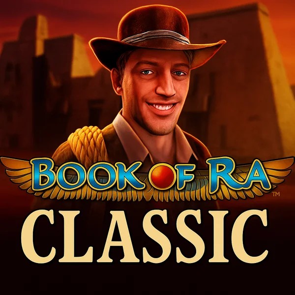 Book of Ra Classic slot logo by Novomatic at Spinanga Casino